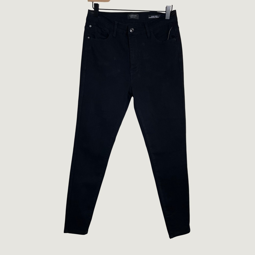 Curve Appeal Essential Skinny Jeans Womens 6 Black High Rise Stretch Denim NWT